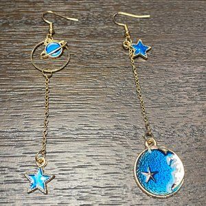 Asymmetrical Space Earrings